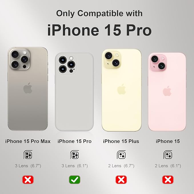 Magnetic for iPhone 15 Pro Case, Compatible with MagSafe, with 9H Nano Screen Protectors, Full Camera Protection, Silicone Shockproof Microfiber Lining Phone Case 6.1", Natural Titanium