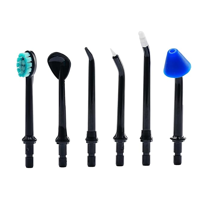 Black Replacement Tips for Puur Smile Water Flosser – 6x Water Dental Flosser Tip | Oral Irrigator Jet Tip | Advanced Dental Care for a Healthier Mouth, Gum, and Teeth | Water Flosser Head