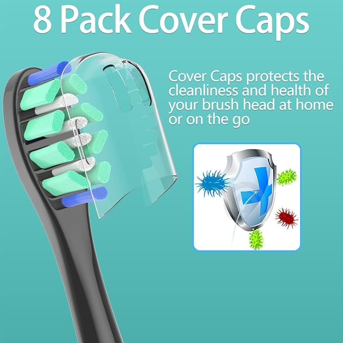 Replacement Heads Compatible with Sonicare Toothbrush, Replacement Brush Head for Philips Sonicare Electric Toothbrush 4100 5100 6100 9900 C2 W3 and More Click-on Handles (8white+8black)