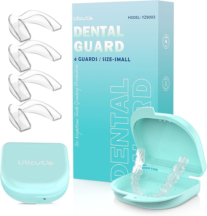 Mouth Guard for Grinding Teeth at Night,Upgraded Safety EVA Material, Night Guards for Teeth Grinding, Small (4 Pack),Transparent