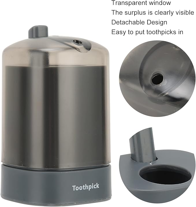 ZJchao Toothpick Dispenser, Automatic Popping Up Toothpick Holder, Black, PP Material, Compact, 80 Toothpicks Capacity