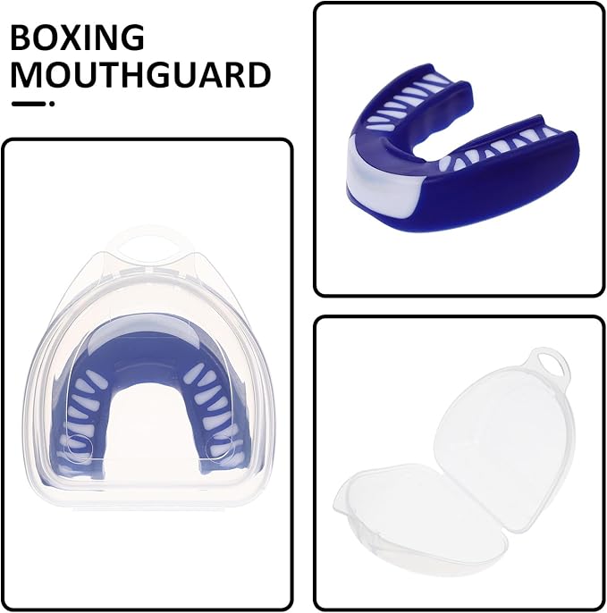 Sports Mouth Guard Teeth Protector with Case, Blue Portable Boxing Soccer Taekwondo Athletic Mouthpiece for Adults and Youth, Impact Resistant for Football and Martial Arts