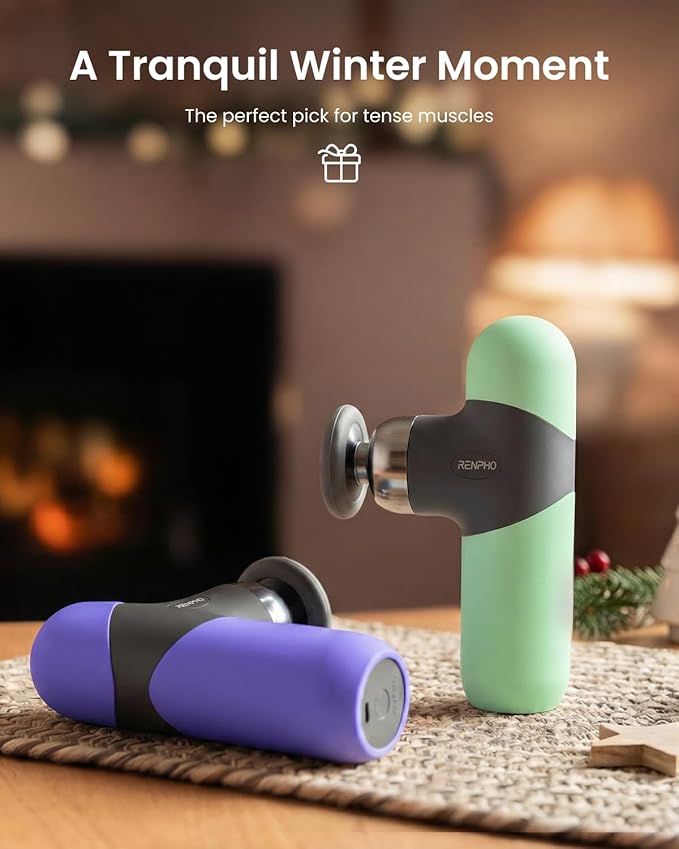 RENPHO Mini Thermal Massage Gun with Heat, FSA Eligible HSA, Valentines Birthday Gifts for Women Men, Portable Deep Tissue Percussion Massager, Color Silicone Sleeves Travel Size with Carry Case