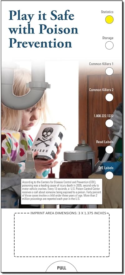 ZOCO - Poison Prevention Slide Chart - Custom Promotional Item (Pack of 250) - Food Preparation, Medications Storage Guide - Pediatricians, Veterinarians, Hospitals Handout, Brochure - 3.75 x 8.5 in.