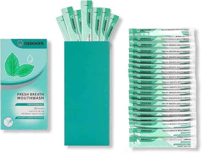 Travel Size Mouthwash Individual Mini Mouth wash for Fresh Breath,for After Meals, Hotels Portable Travel Mouthwash,Bulk Packets 0.4 Fl Oz (Pack of 20)