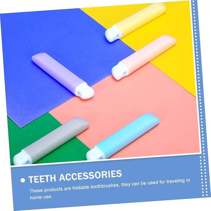 5Pcs Portable Soft Bristle Folding Toothbrushes for Travel and Home Use Wear-Resistant Ergonomic Design Gentle Gums Convenient Compact Suitable for Adults Random Color