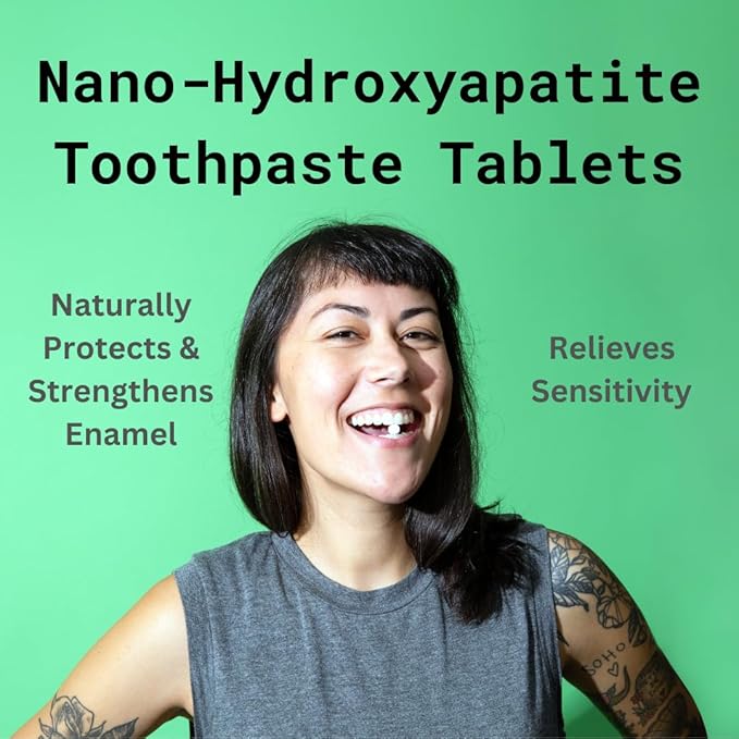 Canary Nano Hydroxyapatite Toothpaste Tablets Coconut Mint - Remineralizing, Fluoride Free, All Natural Tabs with Xylitol - Great for Travel, Plastic Free - 126 Count Jar