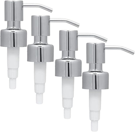 Stainless Steel Soap and Lotion Dispenser Pumps, Replacement for Your Bottles (Chrome, 4 Pack)