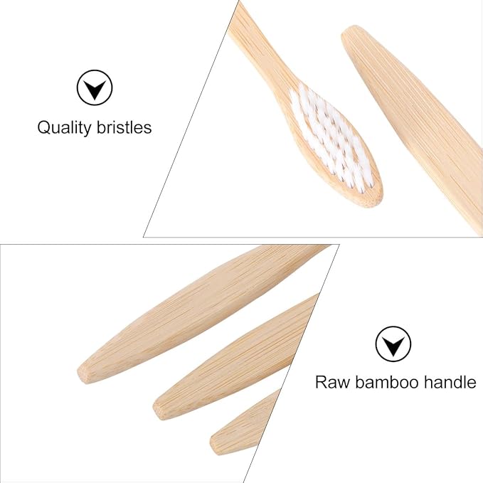 POPETPOP Natural Toothbrushes 10pcs Soft Nylon Bristles Portable Travel Teeth Brush Eco-Friendly Personal Care Set for Camping Hiking