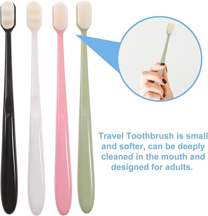 GALPADA 4pcs Soft Bristle Toothbrushes Extra Soft Toothbrushes for Adults Small Head with Wave and Regular Bristles for Travel and Daily Oral Care