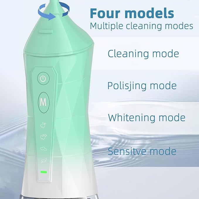 Water Dental Flosser Teeth Pick: Portable Cordless Oral Irrigator 320ML Rechargeable Travel Irrigation Cleaner with 5 Flossing Tips, IPX7 Waterproof Electric Flossing Machine for Teeth Cleaning