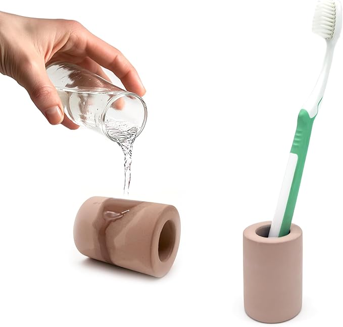 Mini Toothbrush Holders for Bathrooms - Diatomite Quick-Dry Organizer, Compact Portable Toothbrush Holder for Countertop, Shower & Travel Storage