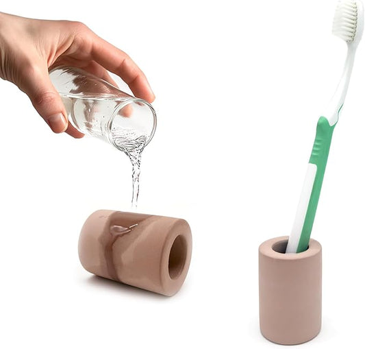 Mini Toothbrush Holders for Bathrooms - Diatomite Quick-Dry Organizer, Compact Portable Toothbrush Holder for Countertop, Shower & Travel Storage