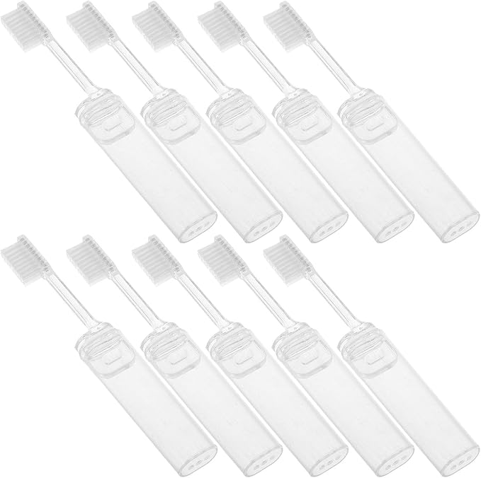 Folding Travel Toothbrush Set 10Pcs with Portable Toothbrush Case Soft Bristles Compact Storage for Camping Hiking and Daily Oral Care