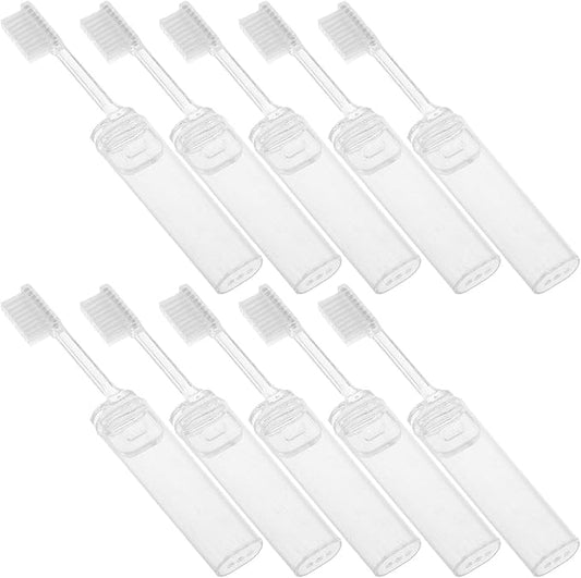Folding Travel Toothbrush Set 10Pcs with Portable Toothbrush Case Soft Bristles Compact Storage for Camping Hiking and Daily Oral Care