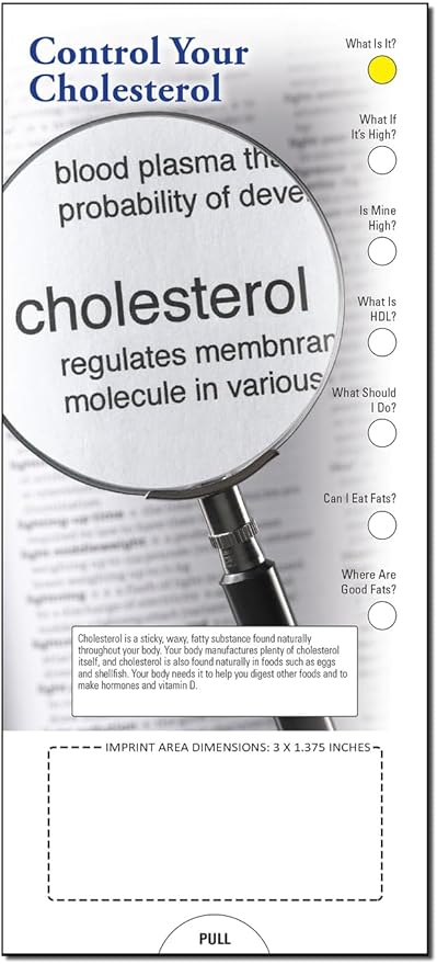 ZOCO - Control Your Cholesterol Slide Chart - Custom Promotional Item (Pack of 250) - HDL Instruction Guide, Brochure, Pamphlet - Doctor’s Office, Clinics, Pharmacies Handout - 3.75 x 8.5 in.
