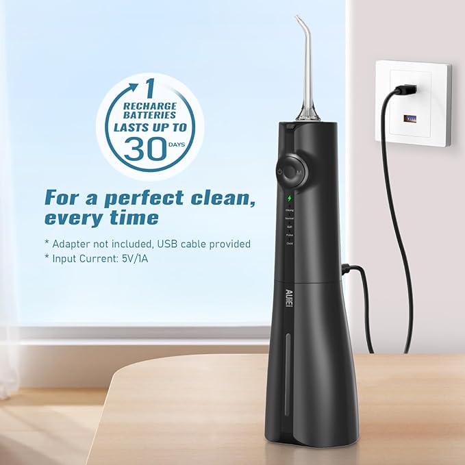 Water Flosser Pick for Teeth & Braces, 300ML Cordless Power Dental Flossers with 8 Jet Tips, Oral Irrigator 5 Pressure, IPX7 Waterproof, Portable for Home Travel