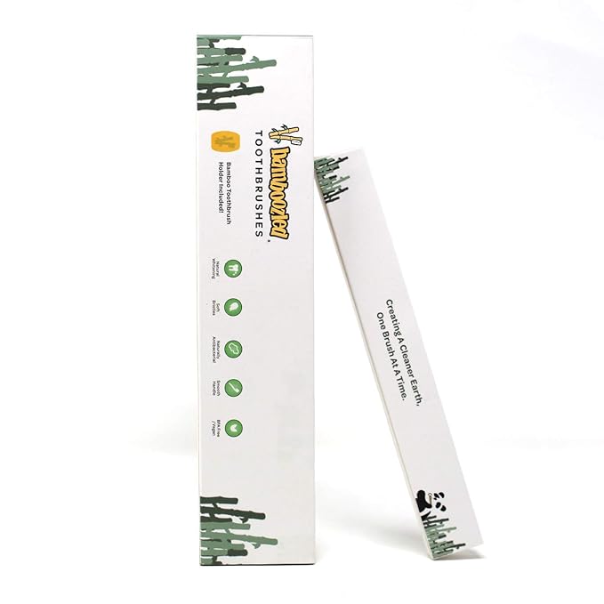 Bamboozled | Bamboo Toothbrush | BPA Free | Charcoal Infused Soft Bristles | Environmentally Friendly & Biodegradable | Set of 4 | with Bamboo Toothbrush Holder