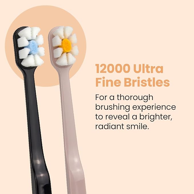 Lindo Polishing Toothbrush - for Sensitive Gums and Teeth, 12000+ Ultra Fine Bristles, Soft and Gentle, Deep Clean, Pack of 4 (Blue, Gray, Beige, Black) (Black, Gray, Beige, Peach, 8 Pack)