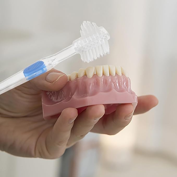 SOIMISS 8pcs Denture Toothbrush Double Sided for False Teeth and Denture - Deep Cleaning Brush Toothbrush for Elderly Adaptive Oral Care