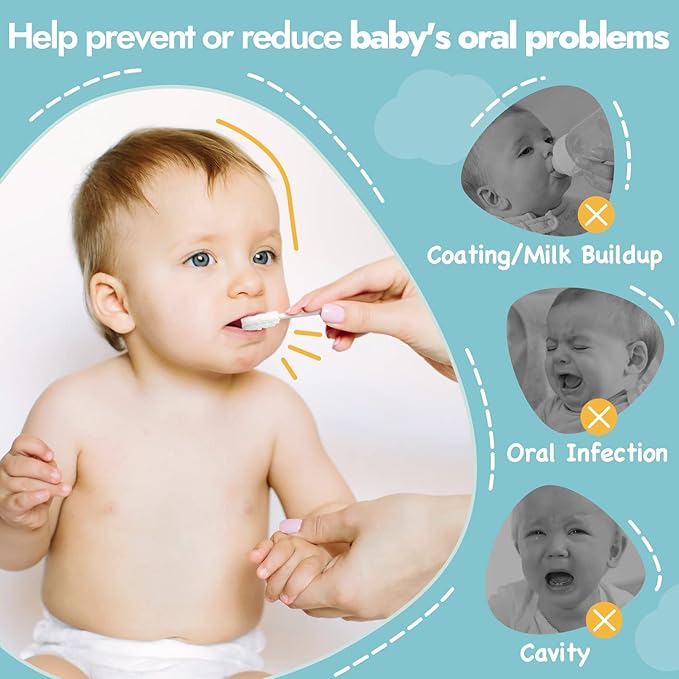 Papablic Baby Tongue Cleaner, Baby Oral Cleaner, Disposable Infant Mouth Cleaner Newborn, Upgrade Gum Cleaner with Paper Handle or Infants Ages 0-2 Years, 40 Pack