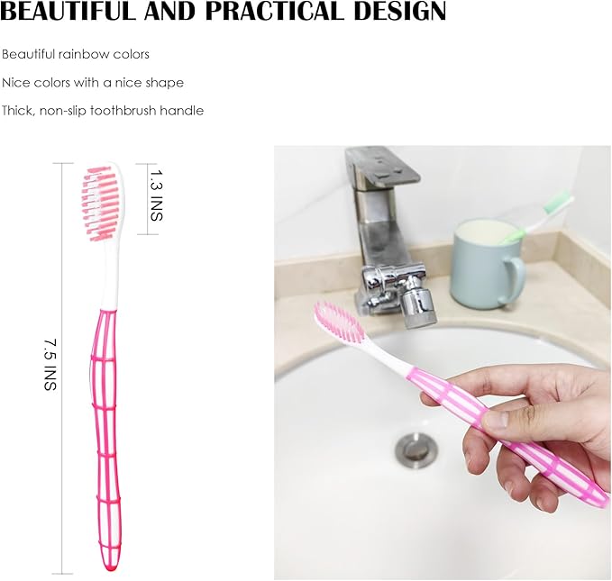 EasyHonor 36 PCS Individually Wrapped Bulk Toothbrushes, Colorful Manual Disposable Travel Toothbrush Set for Adults, Ergonomics Handle, Medium Soft Bristles, Perfect for Travel, Hotels, Donations.