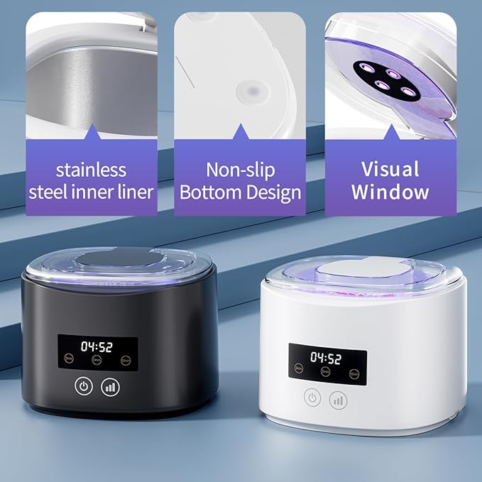 Ultrasonic denture cleaner, Retainer Cleaner Machine for Dentures, Mouth Guards, Braces, Toothbrush Heads, Jewelry, 45kHz Retainer Cleaning, 3 Modes for All Denture Appliances (White)