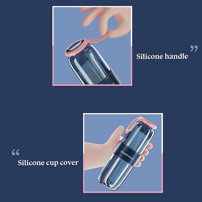 Luxury Transparent Pink Plastic Travel Toothbrush Holder Case with Cover, Portable Travel Toothbrush Cup, Storage Container for School Camping Business Trip Bathroom