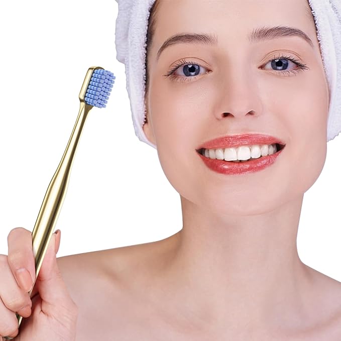 Z-VAPRESS Luxury Gold Color Toothbrush with Super Soft Charcoal Bristles - Good Gift for Home, Guests and Travel