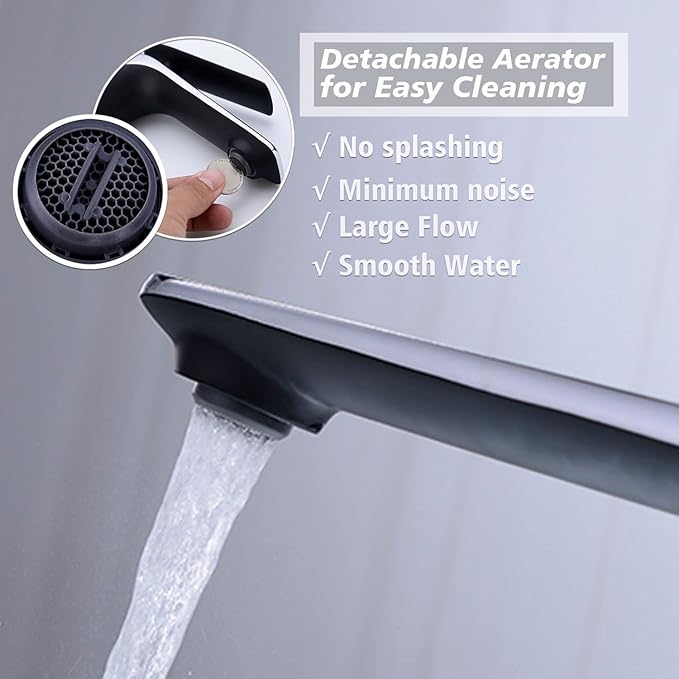 TOCALOCA Tall Bathroom Basin Faucet Matte Black and Silver Chrome, Bathroom Vessel Sink Faucet Brass, Single Handle One Hole Vanity Sink Mixer Tap Faucet for Blow Sink Lavatory, Hot and Cold Water