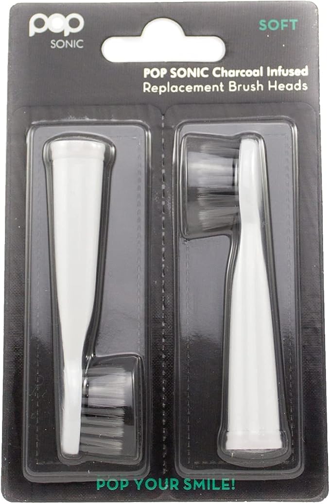 Pop Sonic Replacement Toothbrush Heads (Pack of 2) - Toothbrush Head w/Super Soft Dupont Tynex Nylon Bristles (Go Sonic)
