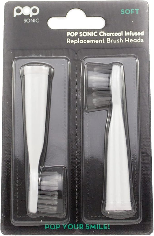 Pop Sonic Replacement Toothbrush Heads (Pack of 2) - Toothbrush Head w/Super Soft Dupont Tynex Nylon Bristles (Go Sonic)