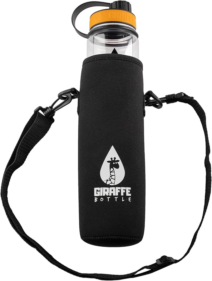 Giraffe Bottle Journey Hydration System, Clear Tritan Bottle, 36 inch / 92 cm Journey Straw, with Neoprene Bottle Carrier