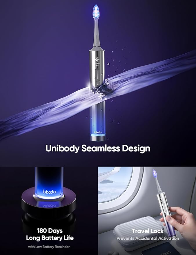 Whitening Electric Toothbrush for Adults, Professional 460nm Whitening Blue Light Tech, 31,000VPM Sonic & Oscillating Cleaning with Smart AI Sensor, 6-Month Long-Lasting Battery