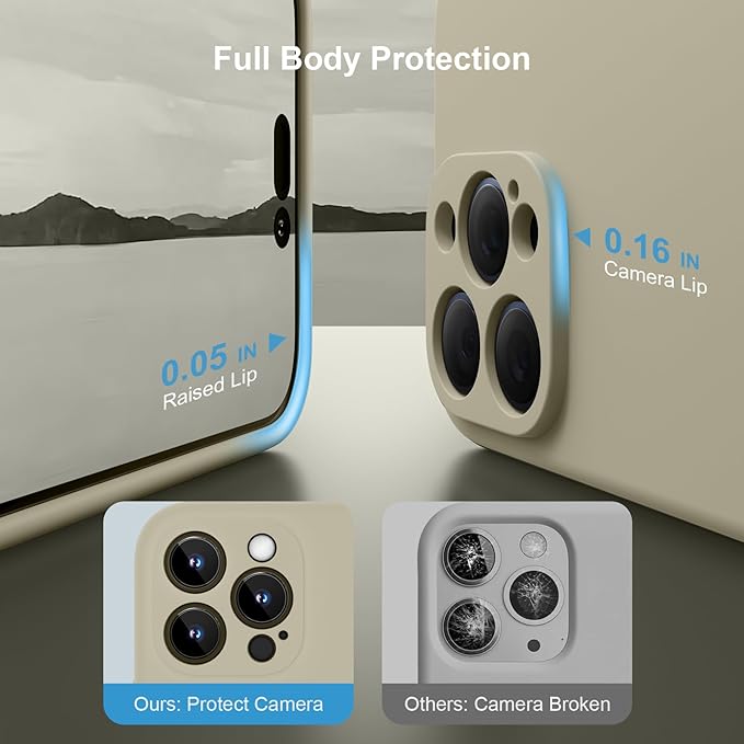 Magnetic for iPhone 15 Pro Case, Compatible with MagSafe, with 9H Nano Screen Protectors, Full Camera Protection, Silicone Shockproof Microfiber Lining Phone Case 6.1", Khaki