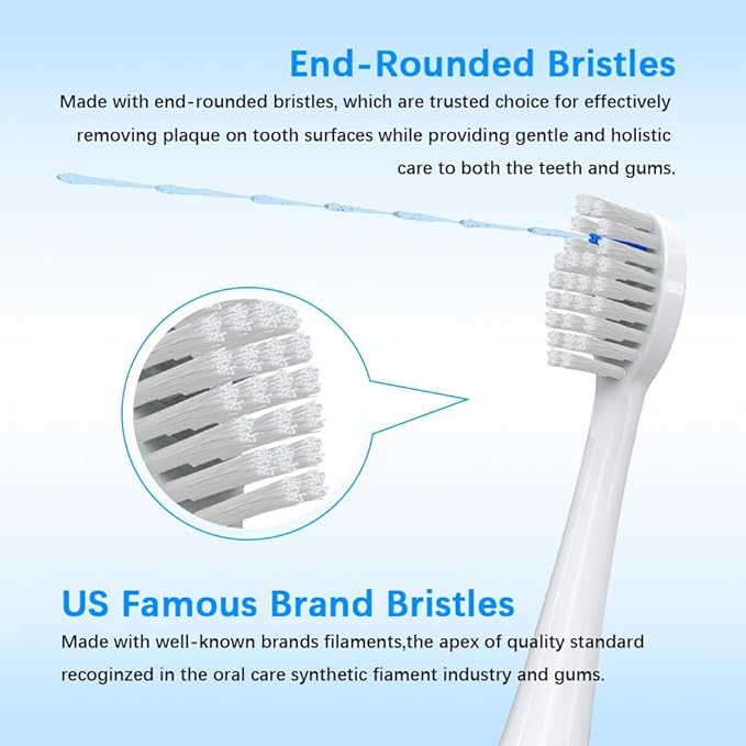 Replacement Brush Heads Compatible for 𝗪𝗮𝘁𝗲𝗿𝗽𝗶𝗸 𝐒𝐨𝐧𝐢𝐜-𝐅𝐮𝐬𝐢𝐨𝐧 2.0 Flossing Toothbrush (SF-01/ SF-02/ SF-03/ SF-04) with 3 Count Soft Bristles (White, Full Size)