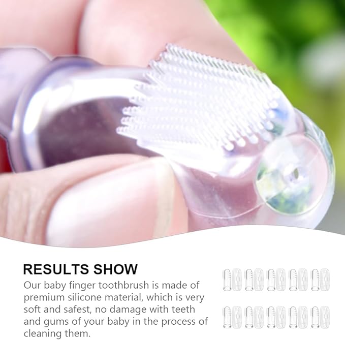 Finger Toothbrush 10Pcs Set, Soft Silicone Teething Brush with Case, Oral Massager for Newborns and Babies’ Teeth Cleaning