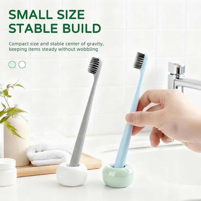 2Pcs Ceramic Toothbrush Holders for Bathrooms Countertop Toothbrush Holder Makeup Brush Holder Pen Holder Razor Holder Tooth Brush Holder Toothbrush Stand Bathroom Accessories