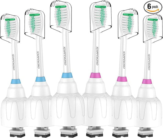 Toothbrush Heads for Philips Sonicare Replacement Brush Heads Medium Soft Dupont Bristles Electric Toothbrush Replacement Heads Fit E-Series Essence Xtreme Elite Advance and CleanCare, 6 Pack
