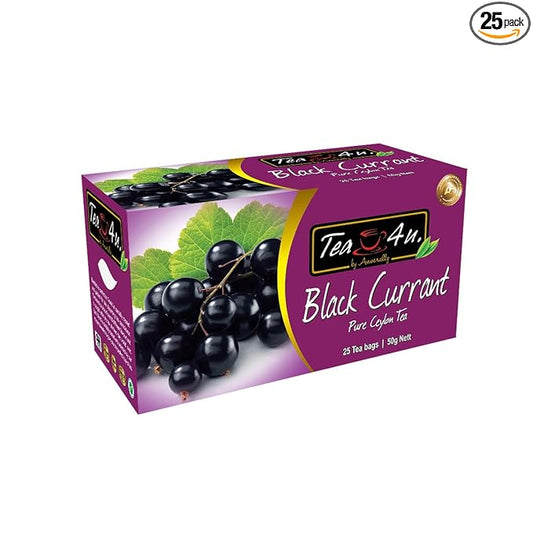 Tea4U Flavored Black Ceylon TeaBags (Black Currant) - Ideal Quality from Sri Lanka's Finest Leaves and Expertly Blended - 25 Count