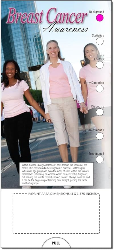 ZOCO - Breast Cancer Awareness Slide Chart - Custom Promotional Item (Pack of 250) - Breast Self-Exam Instructions, Treatment Guide - Doctor’s Office, Hospitals, Clinics Handout - 3.75 x 8.5 in.