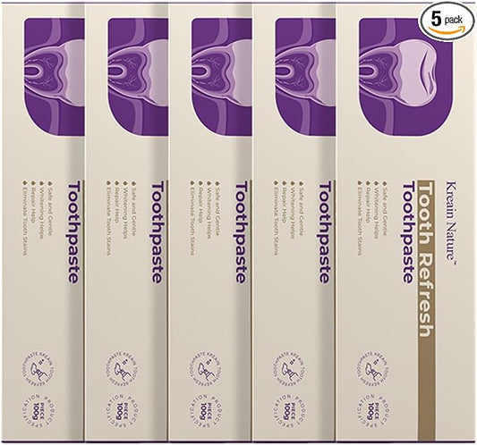 Whitening Toothpaste, Fresh Breath Formula, Natural Oral Care & Enamel Repair, Helps Remove Coffee, Tea & Wine Stains, Fresh Minty Gel, 3.5 Oz Tube, 5 Pack