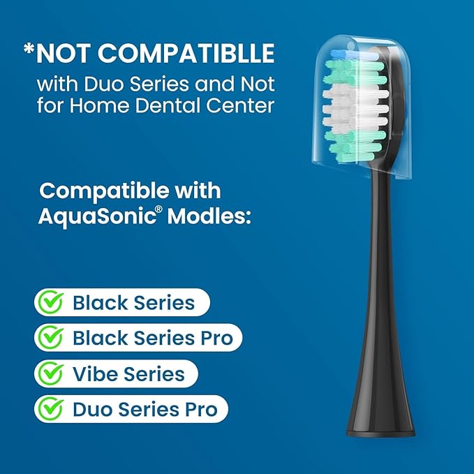 Replacement Toothbrush Heads 20 Pack Compatible with AquaSonic Black Series, Vibe Series, and Duo Series Pro Electric Toothbrush, Black