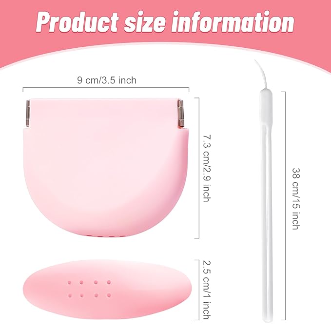 Silicone Retainer Denture Storage Case Holder, Portable Slim Dental Container Cleaning Box with Drain Holes and Leakproof for Aligners, Mouth Guards, Night Guards, Removable Dental Appliances (Pink)