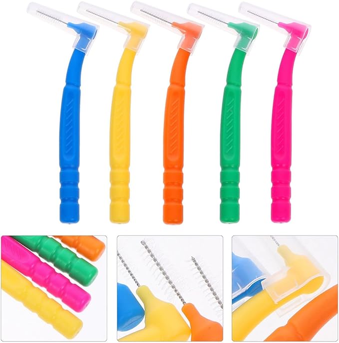 30Pcs Interdental Brushes Manual Toothbrush for Braces Teeth Cleaning L-Shaped Wear-Resistant Toothbrushes Portable Collection for Oral Care
