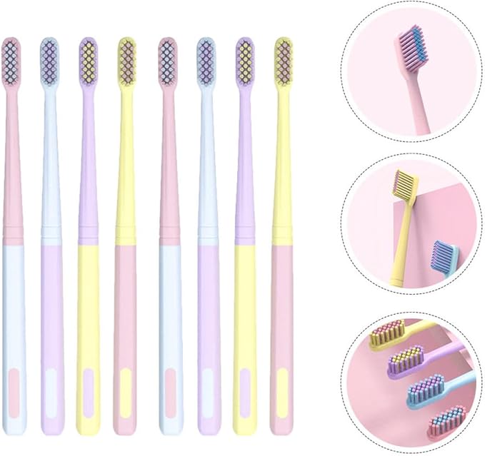 8Pcs Flexible Bristle Toothbrush with Small Heads for Adults Women and Men Soft Bristles for Deep Cleaning Gums and Plaque Removal Suitable for Fresh Breath and Daily Oral Care