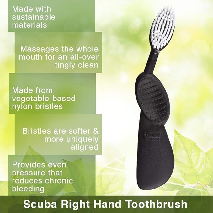 RADIUS Toothbrush Flex Brush Left Hand Black/White 1 Unit| Designed to Improve Gum Health and Reduce The Risk of Gum Disease (Pack of 2)