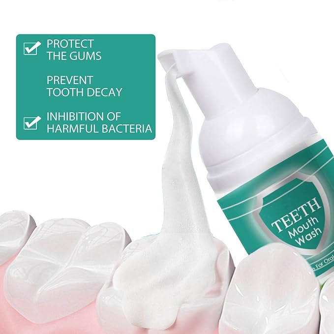 Teeth Total Care Mouthwash, Ultra-Fine Herbal Foam, Mint Taste, Repairs Sensitive Teeth, Refreshes Breath, Cleans Deeply, Solves Oral Problems (3pc)
