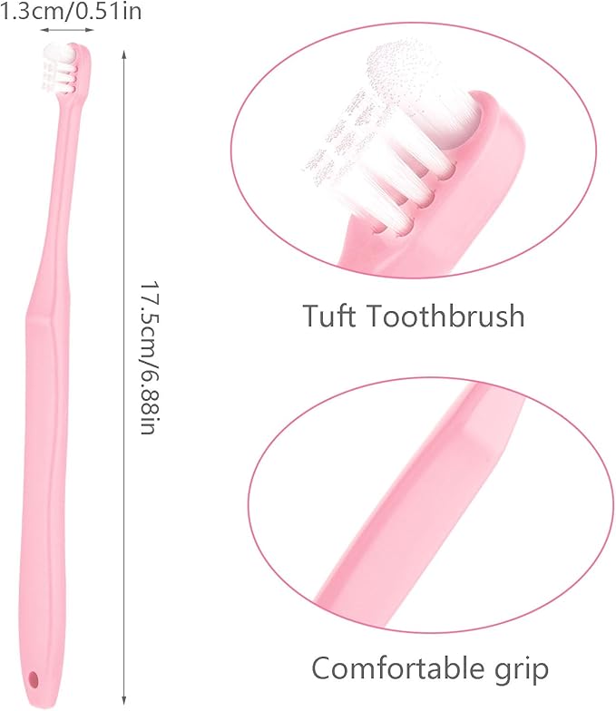 End Tuft Toothbrush, 4PCS Nylon Soft Bristle, Small Tooth Brush for Hard-to-Reach Areas, Dental Detail Cleaning for Adults with Crowns, Bridges, Implants