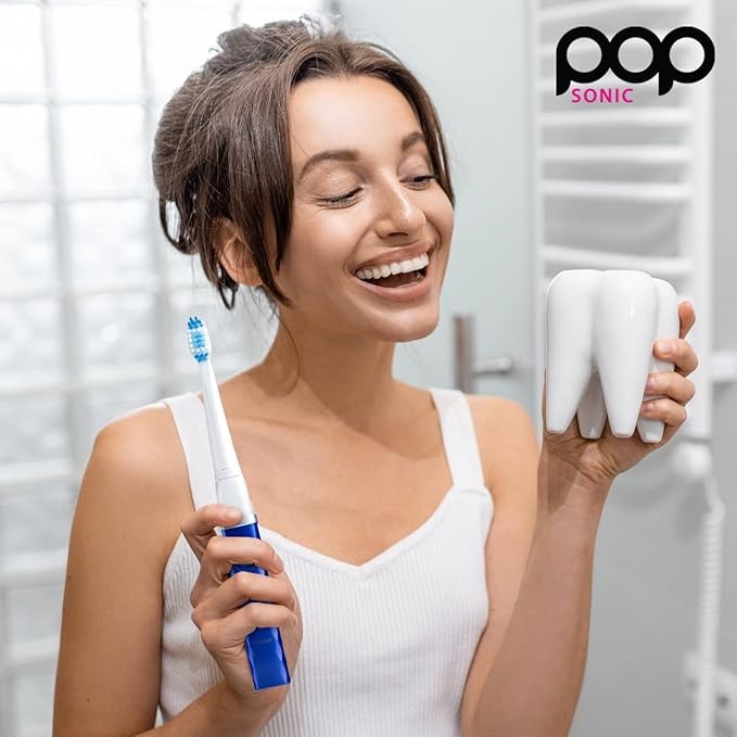 Pop Sonic USB Charge Anywhere Toothbrush (Navy) | Rechargeable Toothbrush w/Up to 40,000 Brush Strokes/Minute-Long-Lasting Dupont Nylon Bristles - Teens & Adult
